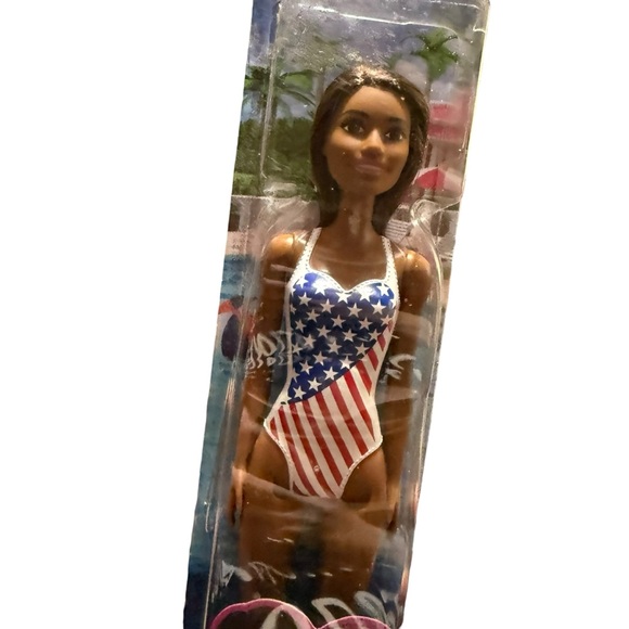 Mattel Barbie Doll USA Flag Swimsuit Beach - Picture 2 of 4